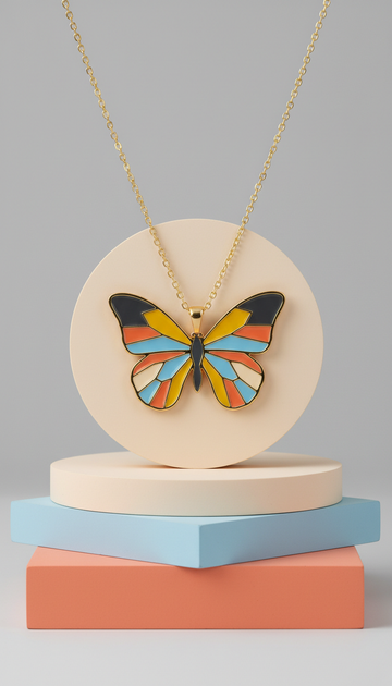 Butterfly Enamel Pendant Necklace